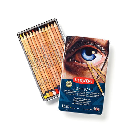 Derwent Lightfast Pencils Set Of 12 In Tin, 4mm Round Core, Premium Core Strength, Creamy Texture, Ideal For Fine Art Drawing & Colouring, Professional Quality, 2302719
