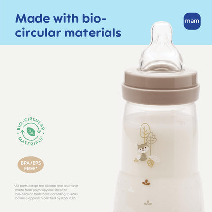 MAM 9oz Easy Start Anti-Colic Baby Bottles, Medium Flow with 2X Bonus Nipples (Fast and Extra Fast Flow), Reduces Colic, Gas, & Reflux, Easy-to-Clean, BPA-Free, 2 Plus Months