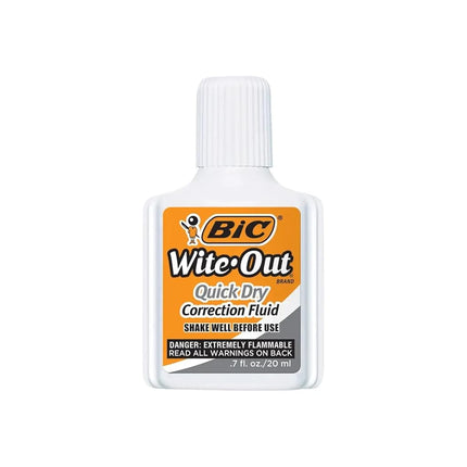 BIC , Wite-Out, Correction Fluid With Foam Applicator, Quick Dry, White, Pack Of 12