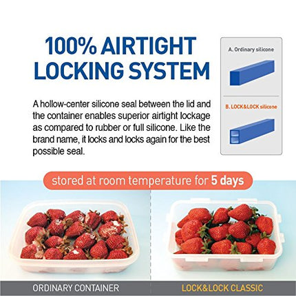 (Pack of 4) LOCK & LOCK Airtight Rectangular Food Storage Container 6.08-oz / 0.76-cup