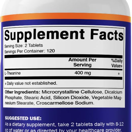 Vitamatic L-Theanine Supplement 400mg per Serving - 240 Tablets - Non-GMO, Gluten Free…