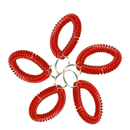 Lucky Line Lot de 5 bracelets en spirale rouges avec porte-clés en acier, extensibles jusqu'à 30,5 cm (4107005)