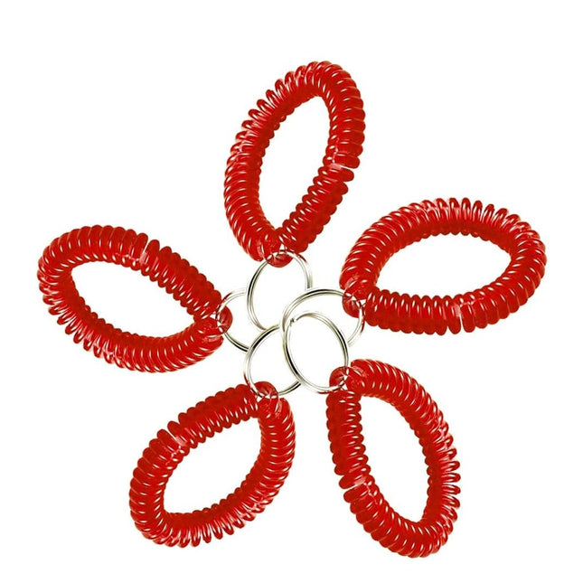 Lucky Line 5 x Red Spiral Wrist Spool with Steel Key Chain Flexible Wristband Stretch to 12" (4107005)