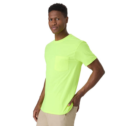 Paquete de camisetas de trabajo con bolsillo Hanes para hombre, camiseta que absorbe la humedad, control de olores, paquete de 2, verde seguridad, XXL