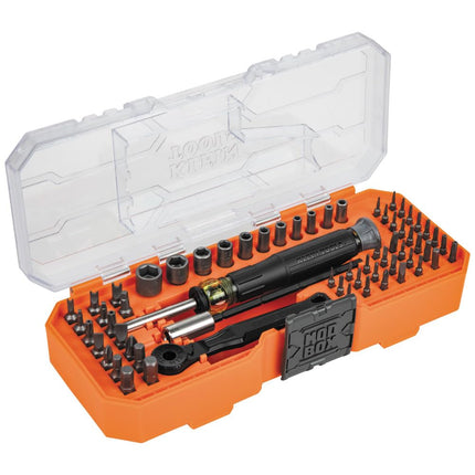 Juego de destornilladores de precisión de brocas micro-trinquete de 64 piezas Klein Tools 32787 con estuche modular, magnético, de precisión, brocas estándar y destornilladores de tuerca