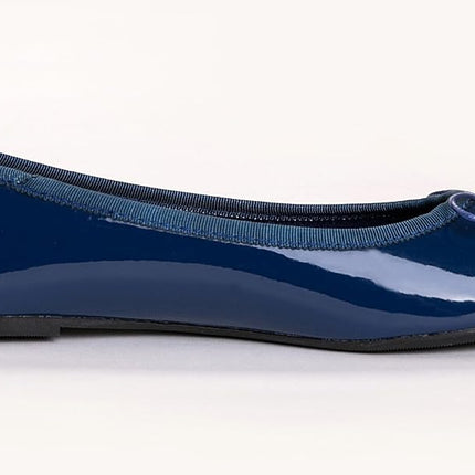Feversole Women's Macaroon Colorful Memory Foam Cushion Ballet Flat Pumps Patent Navy