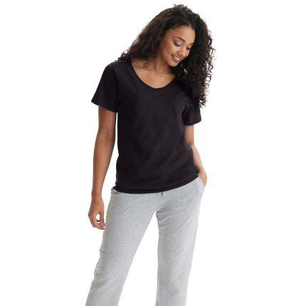 Hanes Women's Short Sleeve Nano-T V-Neck Tee, Blac