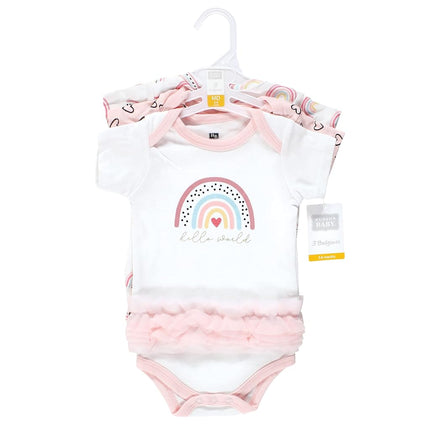 Lot de 3 bodys Hudson Baby en coton, motif arc-en-ciel moderne, 9-12 mois