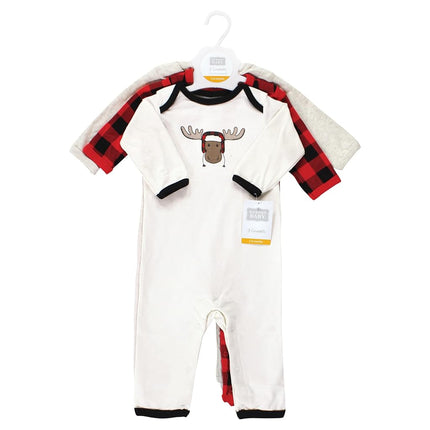 Hudson Baby baby-girls Cotton Coveralls, Winter Moose, 0-3 Months
