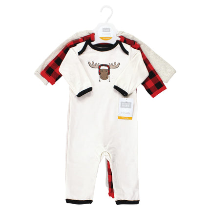 Hudson Baby baby-girls Cotton Coveralls, Winter Moose, 0-3 Months