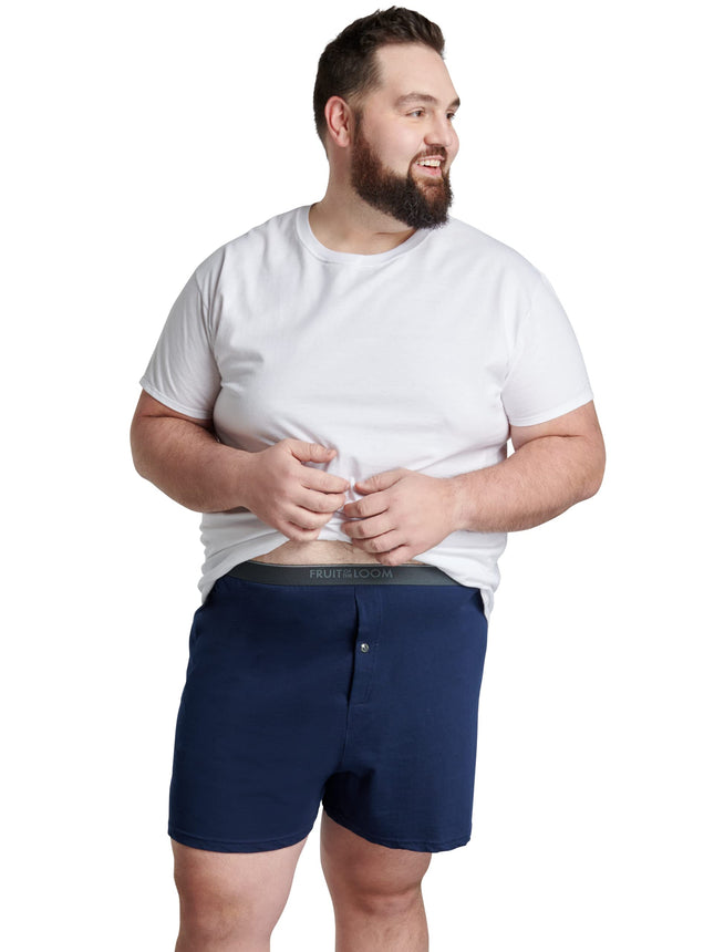 Fruit of the Loom Bóxers sin etiqueta para hombre, ajuste relajado, absorción de humedad, paquete múltiple de colores surtidos, tejido - Paquete de 6 - Colores surtidos - Talla grande, 5XL para hombre corpulento