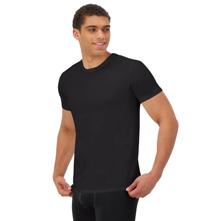 Hanes Mens Ultimate Comfort Fit Undershirt,Crewneck Stretch-Cotton T-Shirt, 4-Pack, Black - 4 Pack, XL