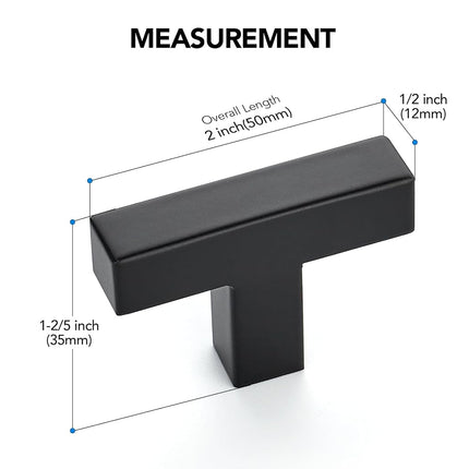 15 Pack Matte Black Cabinet Knobs 2 Inch Black Square Drawer Knobs