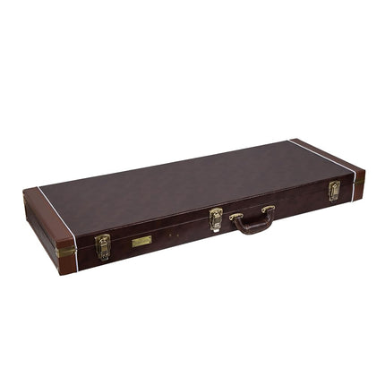 Crossrock Electric Guitar Case fits PRS SE Standard Solid Body, Wooden Hard-Shell, Sponge Lining, Metal Feet, Storage Space - Rectangular, Brown (CRW620PRSEBR-R)