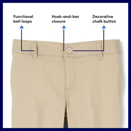 French Toast Girls' Big Stretch Twill Skinny Leg Pant with Pockets, School Uniforms for Kids and Teens, Heather Gray, 14