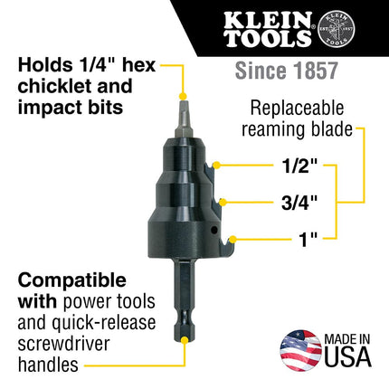 Klein Tools 85091 Power Conduit Reamer with Improved Bit Retention, 1/2-, 3/4- and 1-Inch