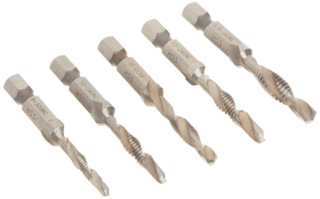 DEWALT Drill Tap Set, Impact Ready, 1/4-Inch, 5-Piece (DWADTQTR5SET)