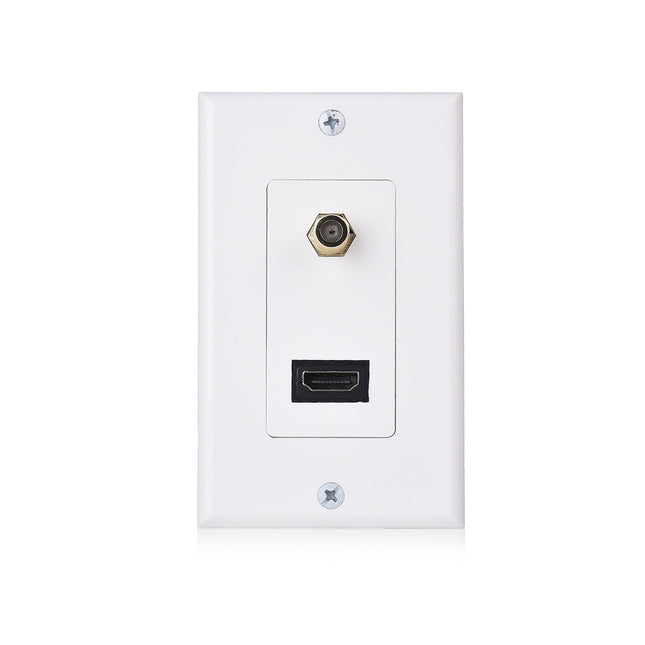 Cable Matters HDMI Wall Plate with Coax Outlet (Coax Wall Plate) in White