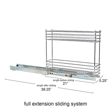 Household Essentials Chrome 2-Tier Sliding Cabinet Organizer, 5"