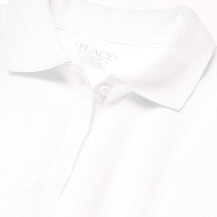 The Children's Place Baby Girls' and Toddler Short Sleeve Pique Polo, White, 5T