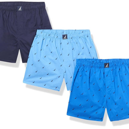 Nautica Men's Classic Cotton 3-Pack Woven Boxers, 