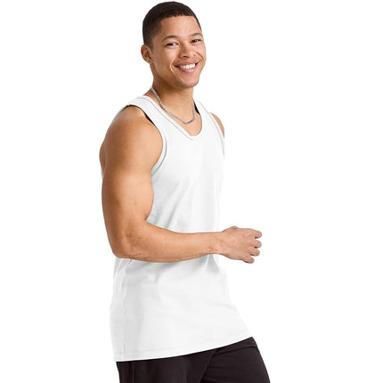 Hanes Men's Essentials Top Pack, Midweight Cotton Tanks, Sleeveless Shirts, 3-Pack, White, S