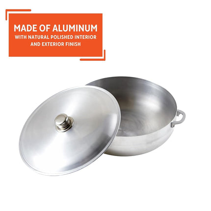IMUSA Caldero (olla holandesa) tradicional de aluminio pulido con tapa, 6.9 cuartos, aluminio pulido