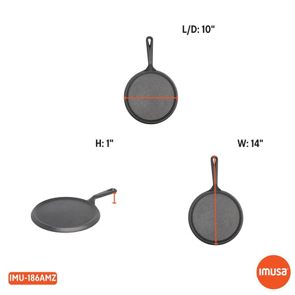 IMUSA Comal de hierro fundido precurado de 9.5 pulgadas