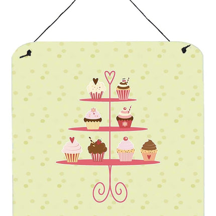 Présentoir 3 étages Caroline's Treasures Cupcakes sur impression métal verte, 6H x 6W, Multicolore