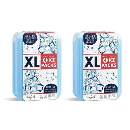 Cool Coolers par Fit + Fresh, lot de 8 blocs réfrigérants XL minces, accumulateurs de froid réutilisables à congélation rapide et peu encombrants pour boîtes à lunch, sacs isothermes ou glacières, bleu