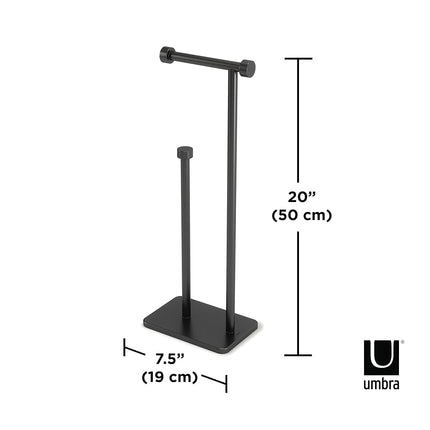 Umbra Cappa Toilet Paper Stand, Freestanding Metal with Reserve, Black