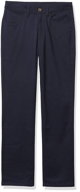 Nautica Boys Flat Front Stretch Twill Chino Khaki Pant, Navy 5-Pocket, 14 Husky