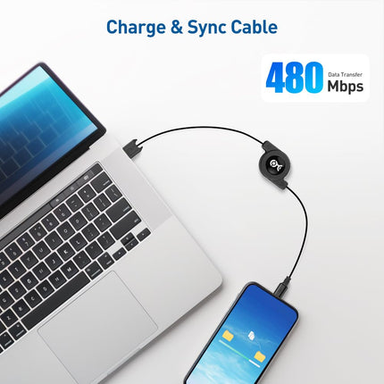 Cable Matters (paquete de 2) Cable retráctil de carga y sincronización USB a micro-USB chapado en oro, 76,2 cm