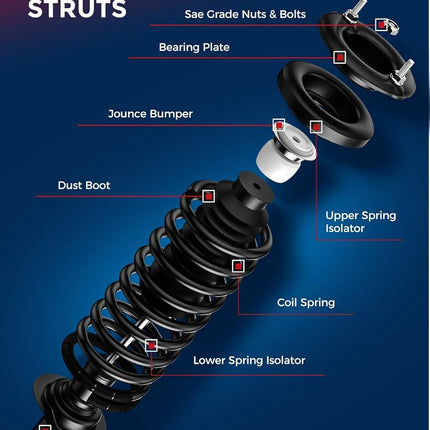 KAX Quick Front Rear Struts for Dodge 2007 2008 2009 2010 2011 2012 Caliber 2.0L Front Rear Shocks Complete Struts Assemblies with Coil Spring Set of 4, Replace 172367 172368 172401 * 2