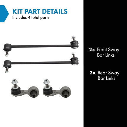TRQ Front & Rear Sway Bar Link Set Compatible with 2018-2022 Honda Accord