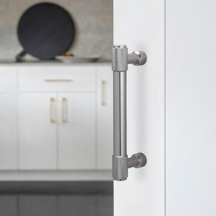 BUKOBYHE 10 Pack 5Inch(128mm) Brushed Satin Nickel Kitchen Cabinet Handles Knurled Cabinet Pulls Drawer Pulls Kitchen Hardware
