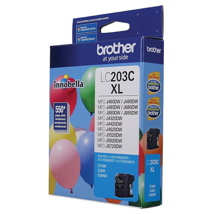 Cartucho de tinta de alto rendimiento Brother LC203C, cian, 1 unidad (paquete de 1)