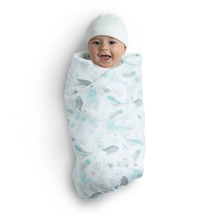 Delta Children Mantas de muselina 100% algodón para bebés y niñas – 119,4 x 119,4 cm (paquete de 2), Vida Marina