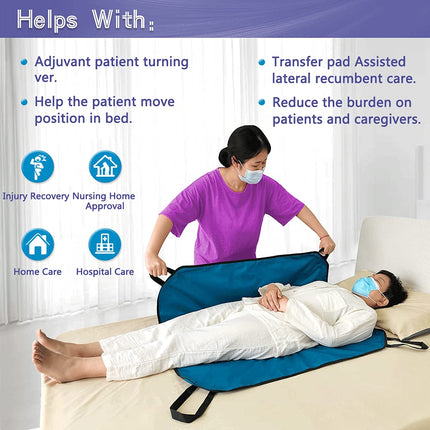 Positioning Pad Draw Sheet Lift Patient Transfer Board Sliding Hospital Bed Mat Protective Underpads with Handles for Incontinence, Bariatric, Elderly - Reusable & Washable (39" X 36")