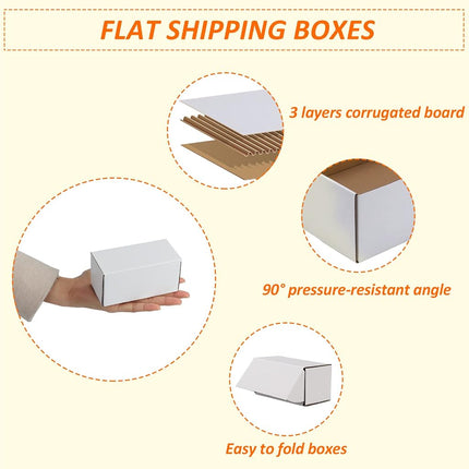 HORLIMER Set of 50 Small Corrugated Cardboard Mailing Boxes for Books (White, 4.6 x 2.2 x 2.2 inches)