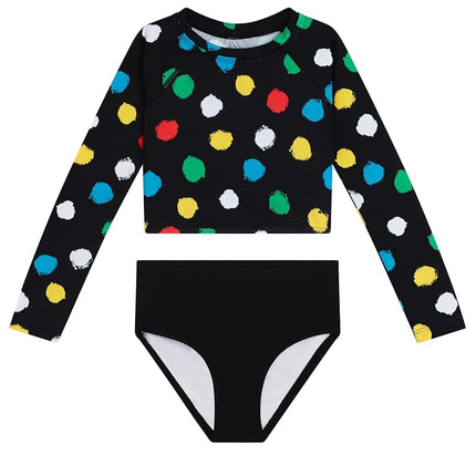 Kanu Surf Women's River Long Sleeve Rashguard UPF 50+ Two Piece Swim Set, Cori Black, 12