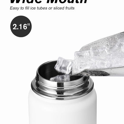 Coolflask 4 L Water Bottle Insulated with Straw&3 Lids, One Gallon Water Jug Large Stainless Steel Metal Vacuum Wide Mouth for Sports, Gym or Office, Non-BPA Keep Cold 48H Hot 24H, White