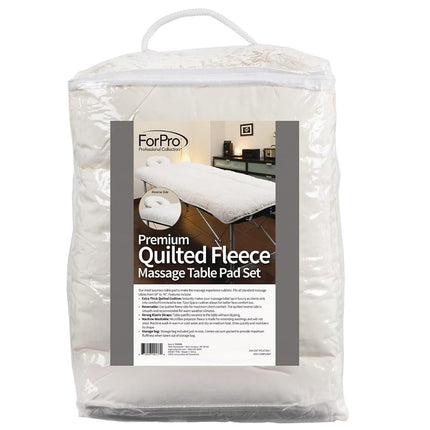 ForPro Premium Quilted Fleece Table Pad Set, Natural, Extra Soft, Hypoallergenic, for Massage Tables, Includes Massage Table Pad and Face Rest Cover