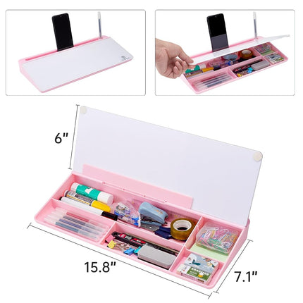 TSJ Office Desktop Whiteboard Dry-Erase-Board - Computer Keyboard Stand White Board Surface Pad with Drawer, Desk Organizers with Accessories for Office, Home, School Supplies
