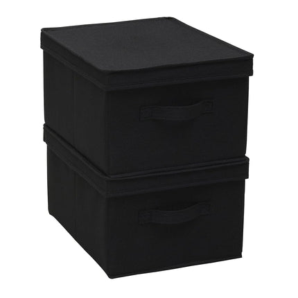 Household Essentials Wide Canvas Storage Box With Lid Box, 18.5x15x12 in., Latte, Set of 2