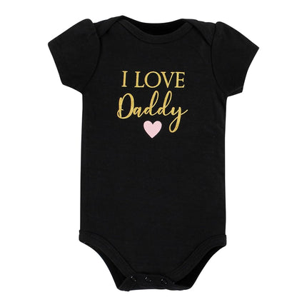 Hudson Baby Baby Cotton Bodysuit, Pant and Shoe Set, Girl Daddy, 6-9 Months