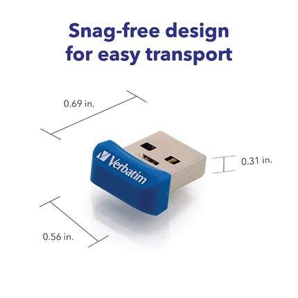 Verbatim Store 'n' Stay NANO USB 3.0 Stick - 64 GB, USB Stick with USB 3.0 Interface, Super-Flat Design, blue
