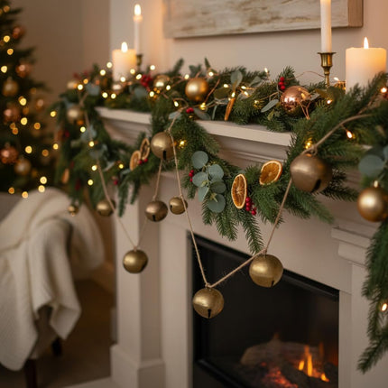 Creative Co-Op 76" L Metal Jingle Bell Garland, Gold Finish