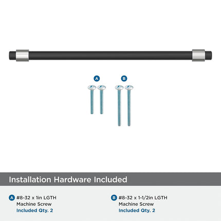 Amerock Mergence 7-9/16 inch (192mm) Center-to-Center Matte Black/Polished Chrome Cabinet Pull, BP36980FB26