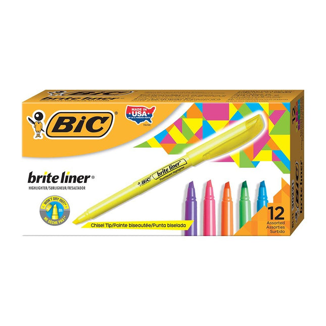 BIC Brite Liner Highlighter, Chisel Tip For Broad 